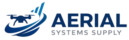 Logo of Aerial Systems Supply with a drone icon on a white background