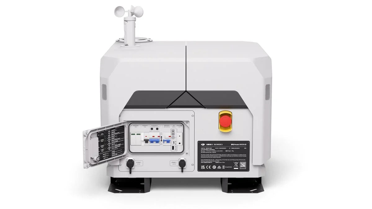 DJI dock 2 with control panel on a white background