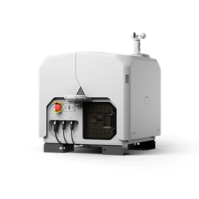 DJI dock 3 with control panel on a transparent background